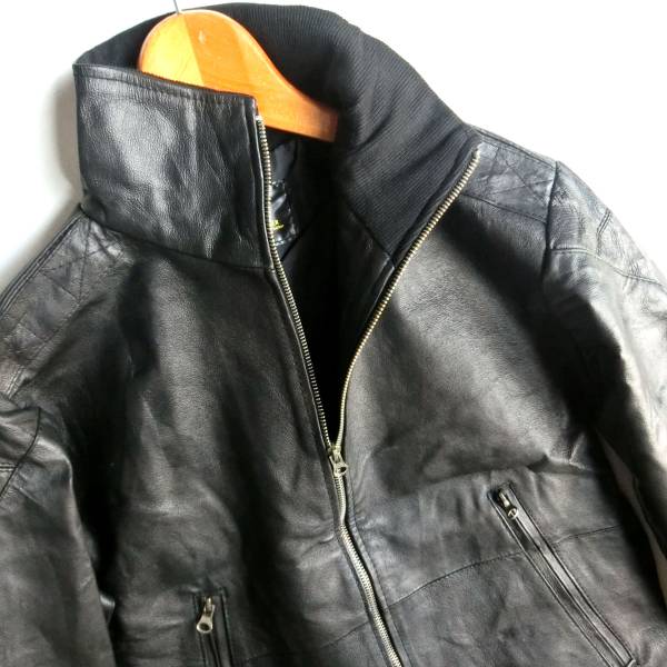 J/本革 立ち襟 レザーライダースジャケット 革ジャン本皮 M位