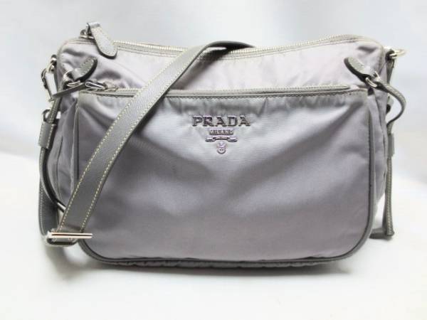 B1030)PRADA プラダ ナイロン ショルダー バッグ グレー