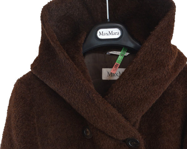 MaxMara□マックスマーラアルパカフーデットブラウンコート□36 Max