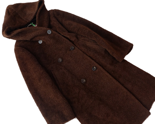 MaxMara□マックスマーラアルパカフーデットブラウンコート□36 Max