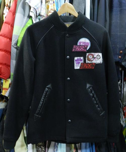 即 HEROIN SKATEBORD スタジャン M 黒 ヘロイン スケートボード PALACE