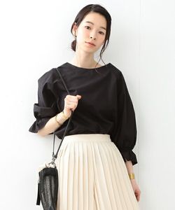 Ray BEAMS / ギャザー パフスリーブ ブラウス 黒