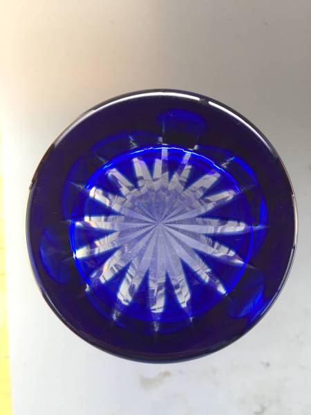 江戸切子◎大きめ花瓶◎青色◎日本製◎高さ22.5cm◎直径10.5cm_2