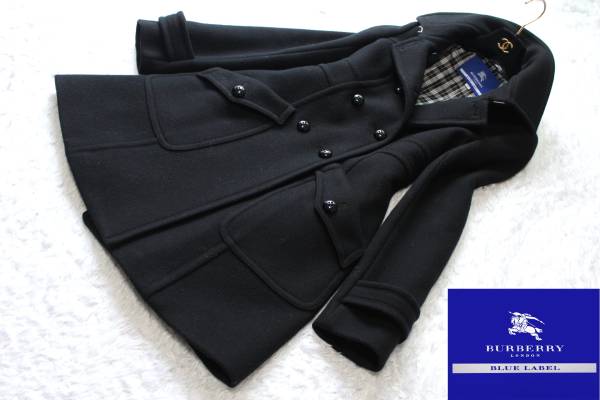 美品！バーバリー ブルーレーベル 大人可愛い 完売 コート♪黒♪