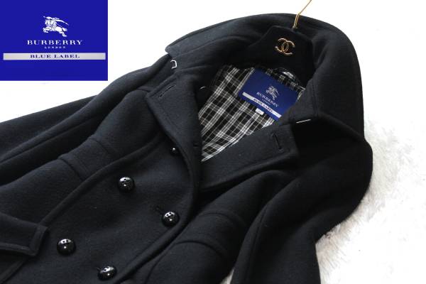 美品！バーバリー ブルーレーベル 大人可愛い 完売 コート♪黒♪
