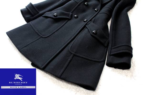 美品！バーバリー ブルーレーベル 大人可愛い 完売 コート♪黒♪