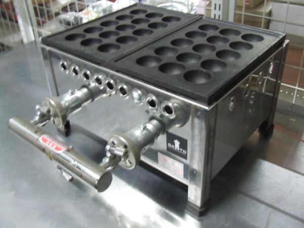 業務用 たこ焼き器 たこ焼器 | 鉄鋳物15穴 2連の通販