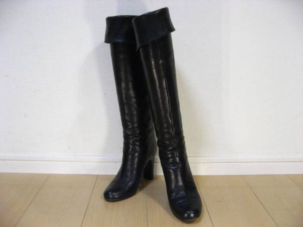 ☆美品☆DIANA ダイアナ 本革 美脚 ニーハイブーツ 黒 23cm