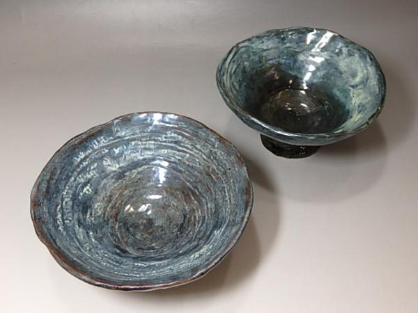 △清水七兵衛 信翠造【紫手造 茶碗 一双】共箱・栞 茶道具(茶碗)｜売買