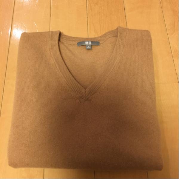 Ｌサイズ ユニクロ カシミヤ100％ Ｖネックセーター ブラウン