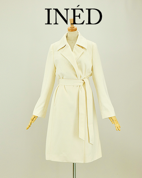 B0011□INED□カシミヤ100%□ベルテッドロングコート□9 CONTESSA