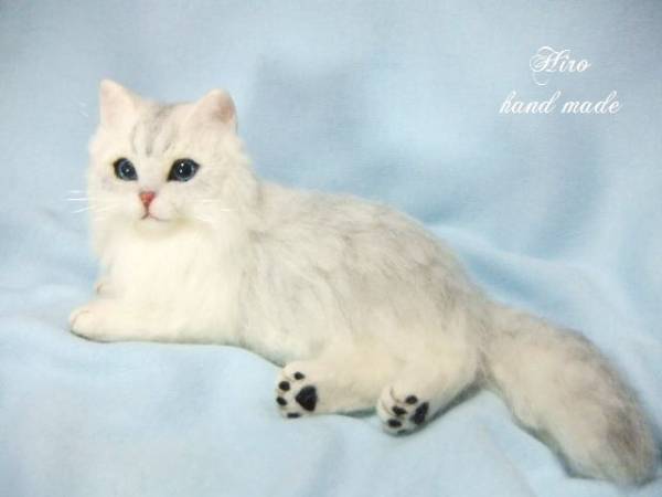 チンチラシルバー*猫 羊毛フェルト ぬいぐるみ ハンドメイド xcugx