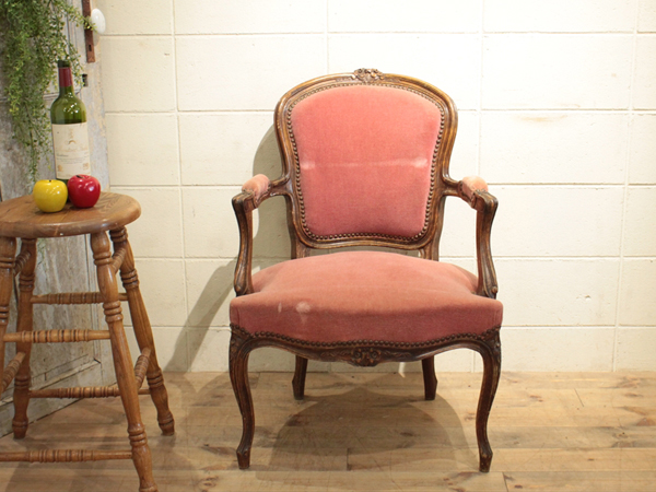 フレンチアンティーク　猫脚　クラシック　ラタンシートチェア　ヴィンテージ　NZ フレンチアンティーク 猫脚 クラシック ラタンシートチェア