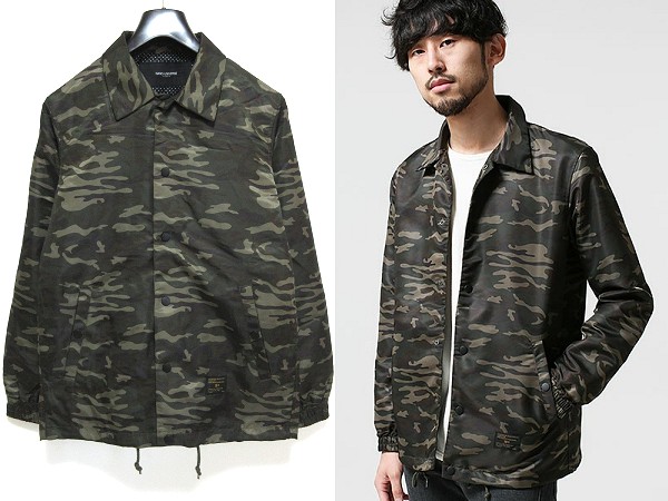 美品 nano universe ナノユニバース 15AW 迷彩柄 カモコーチジャケット S ナイロン ウィンドブレーカー