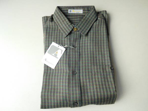 アクアスキュータム メンズ ウール シャツ チェック柄 未使用品