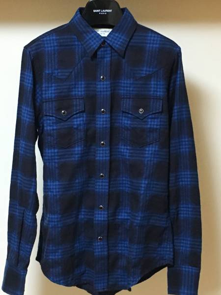 サンローランパリ16awウエスタンチェックシャツXS