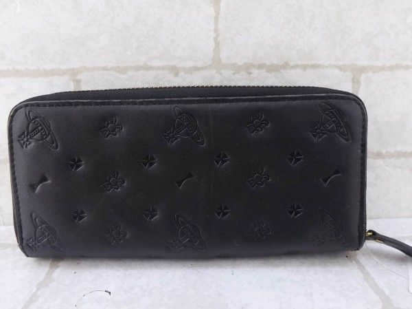 ヴィヴィアンウエストウッド レザー ラウンド 長財布 黒＃*55843