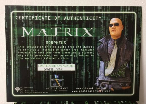 Matrix マトリックス ミニ バスト モーフィアス フィギュア(SF