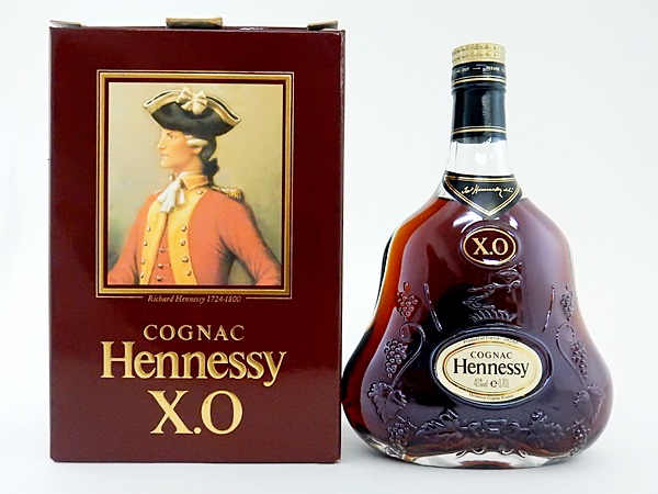 美品 Hennessy ヘネシー XO クリアボトル 金キャップ 箱付