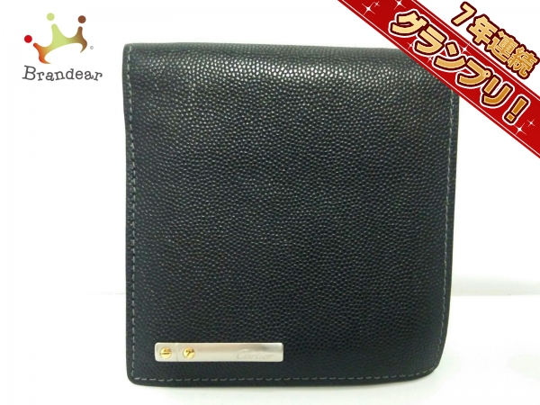 カルティエ 2つ折り財布 サントス 黒 レザー Cartier