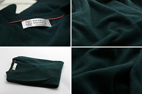 ブルネロクチネリ ニット セーター カシミア ダークグリーンV50