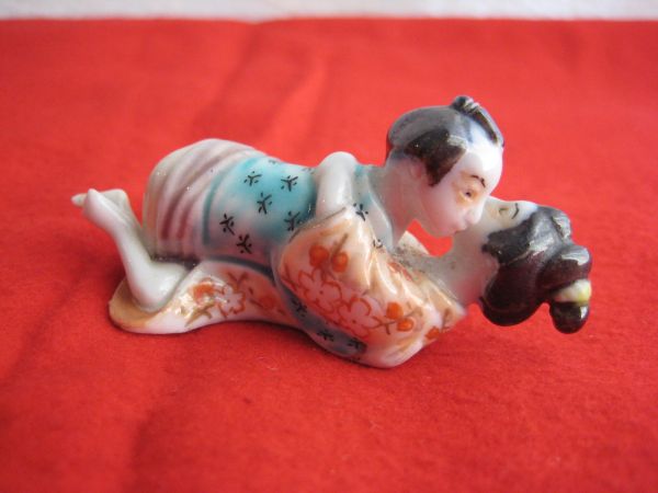 古伊万里 春画 夜伽 陶器 春画 遊郭 置物 春画人形 中古】時代物 彩色 