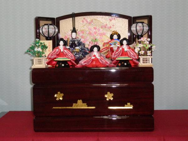 【新品・未使用】 雛人形 収納型５人飾り