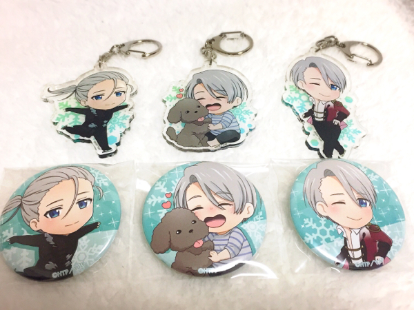 ユーリ!!! on ICE ヴィクトル 缶バッチ アクリルキーホルダー 6点