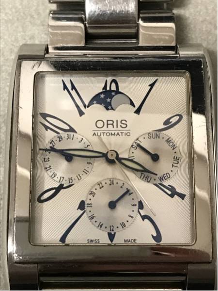 [良品]オリス レクタンギュラー コンプリケーション 7528 自動巻 メンズ ＳＳ