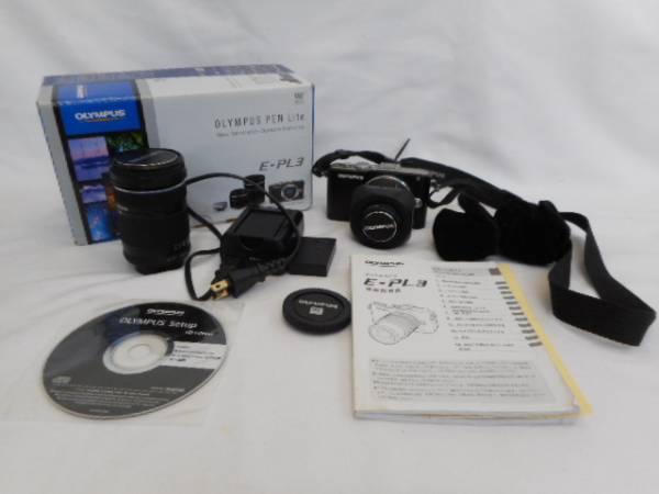 ◆◇1円～中古OLYMPUS PEN Lite E-PL3 レンズキット　ブラック ◇◆