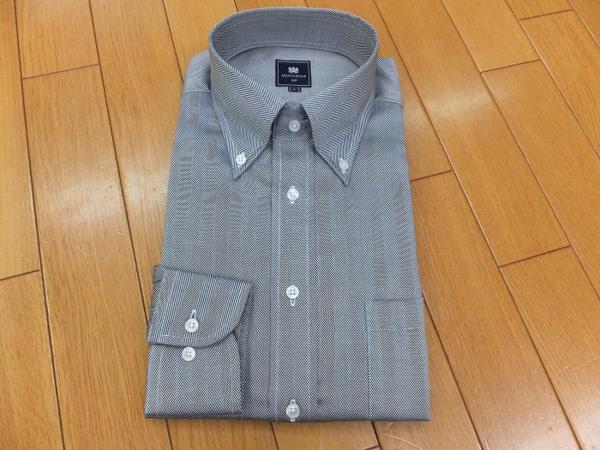 DS3 MITSUMINE ミツミネ 新品グレーシャドーストライプBDドレスシャツ L