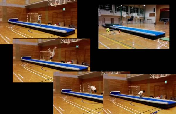 エアートリック　トランポリン　2m×12m　バク転やバク宙の練習に！　送風機セット　パルクール　体操　エアーマット　ダンス　