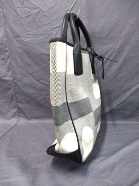 バリー トートバッグ アイボリー×黒 キャンバス×レザー BALLY