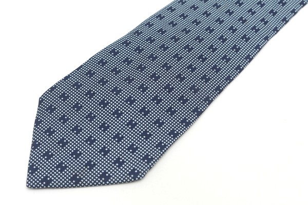 1円 エルメス HERMES H柄 Hロゴ ネクタイ 紺 × 青