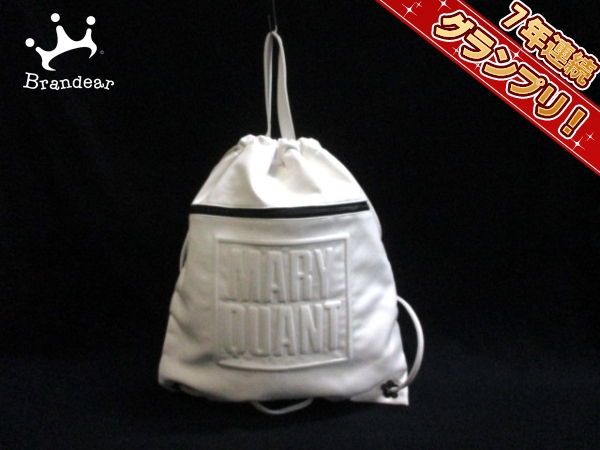 マリークワント リュックサック 美品 白 合皮 MARY QUANT デイジー 