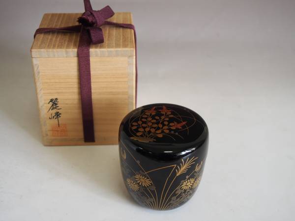 茶道具　茶入れ　棗　小崎清人作　外金　茶器　共箱付き　銘有 共箱 茶道具 メルカリ いかちゃん様専用 輪島塗 小崎清人作 蔦棗 V