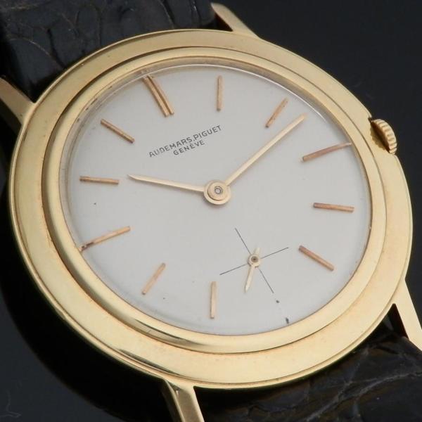 激希少18金無垢シャンパンゴールド ディスクケース★オーデマ・ピゲ ウルトラスリム★1966年頃 薄型Cal.818モジュール名機キャリバー2001_1