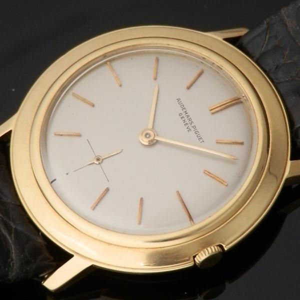 激希少18金無垢シャンパンゴールド ディスクケース★オーデマ・ピゲ ウルトラスリム★1966年頃 薄型Cal.818モジュール名機キャリバー2001_2