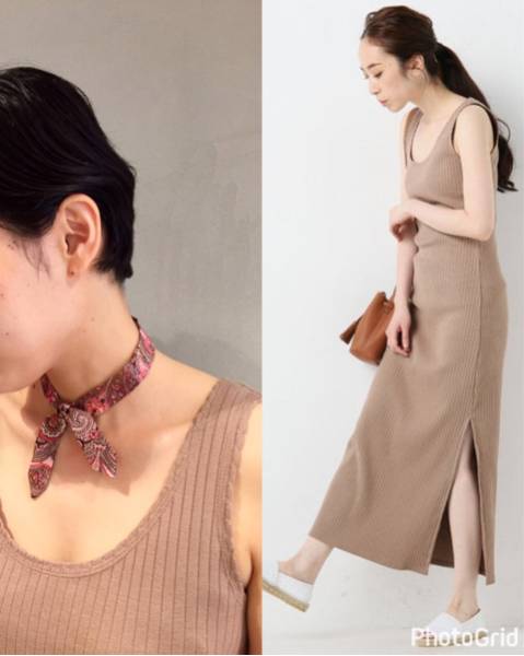 美品 editforlulu エディットフォールル 針抜きフライスタンクドレス マキシワンピース ノースリーブワンピース