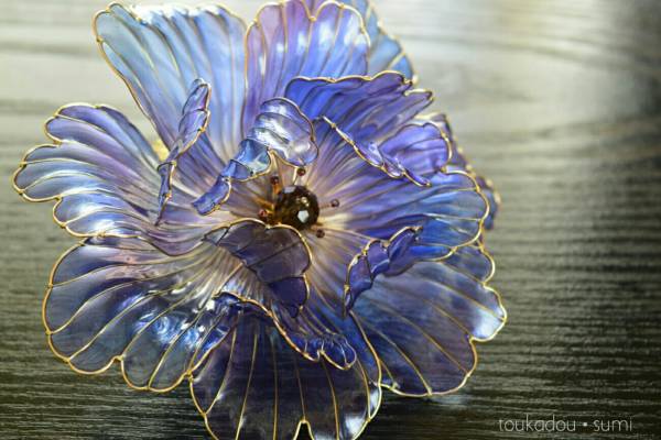 灯花堂☆ 簪・創作花かんざし 『藍深～aishin～』 髪飾り