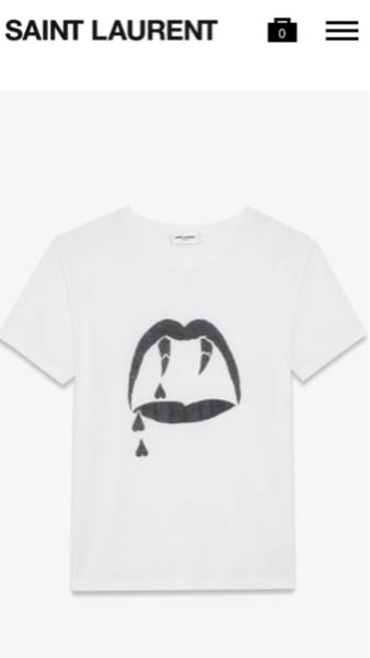サンローランパリ定番大人気ブラッドラスタープリントTシャツXS