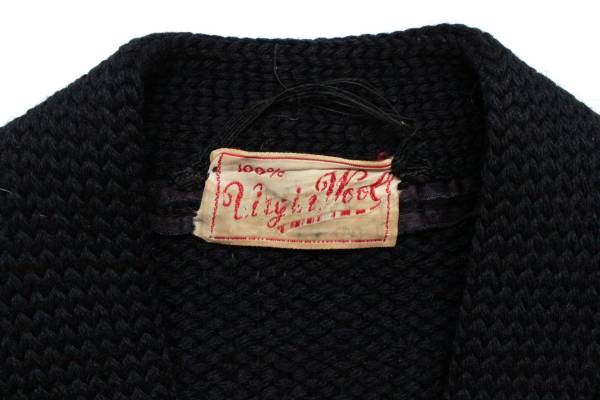 黒☆50's 肉厚 ローゲージ レタード カーディガン ビンテージ ウール