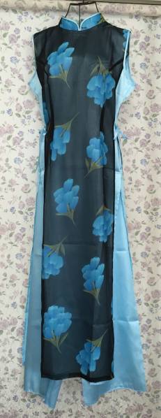 水卜アナ同柄 アオザイドレス ベトナム民族衣装 パーティー ダンス 発表会 ハロウィーン コスプレ 結婚式 二次会 舞台 イベント 等に