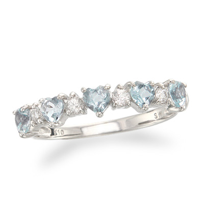 大きいサイズ20号☆K10WG＊ハートシェイプ＊アクアマリンリング☆指輪