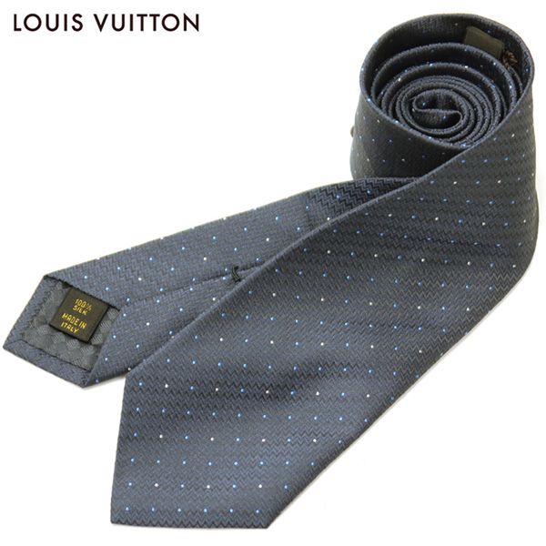 新品/ルイ・ヴィトン/LOUIS VUITTON/ネクタイ/スリム/クラヴァット・マスターマインド7CM/グリ/グレー/M75308/シルク100％/49940