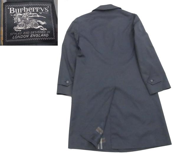 ●英国製！バーバリー Burberrys スプリングステンカラーコート 紺ネイビー