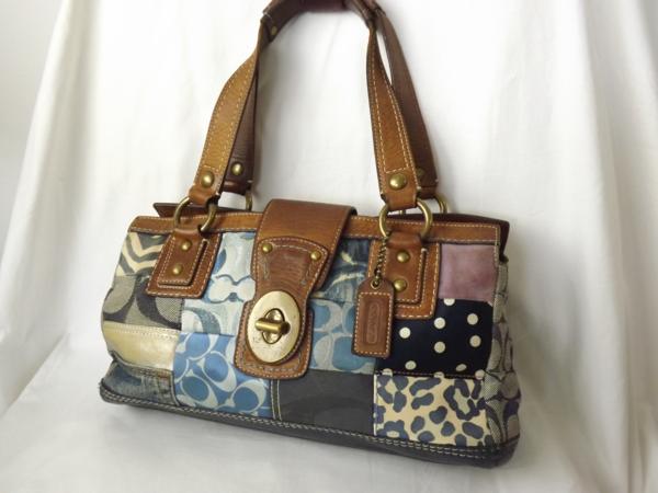 COACH (コーチ)レザー使いパッチワークショルダーハンドバッグ COACH 