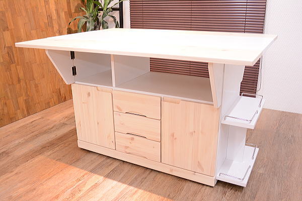 OD11I* バタフライ対面式キッチンアイランド収納カウンターテーブル1円展示アウトレット木家具間仕切り バーカウンター