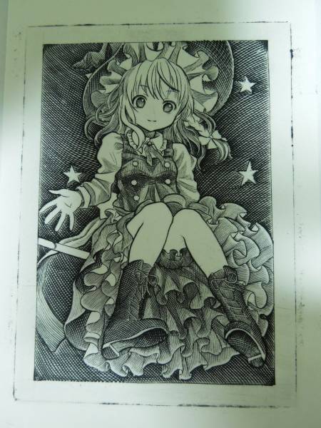 東方project 霧雨魔理沙 銅版画＋原版 手書きイラスト 同人Engraving