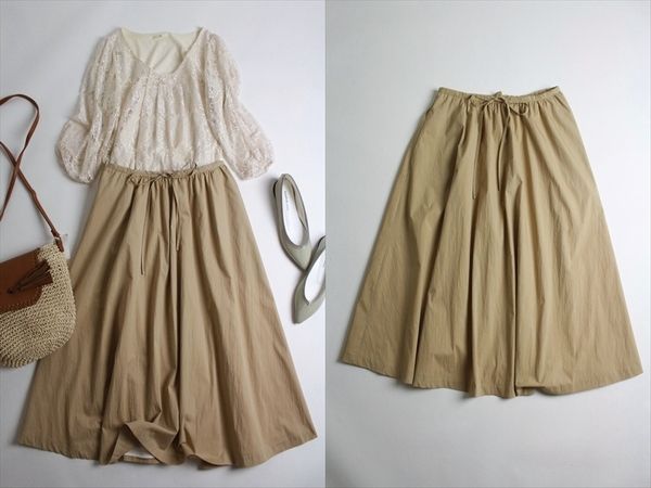 定2.8万*マルティニークmartinique ミモレ丈 コットン素材ギャザースカート